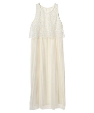 earth music&ecology レースチュールプリーツワンピース Off White