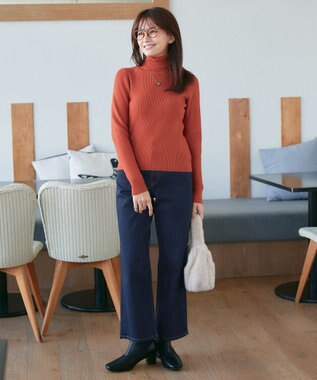 Tiaclasse L 【新色追加・洗える】リブタートルニット オレンジ