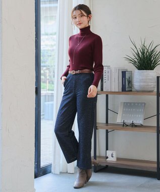 Tiaclasse L 【新色追加・洗える】リブタートルニット ボルドー