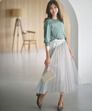 ANY SIS 【洗える】チュールレイヤードプリーツ スカート グレー