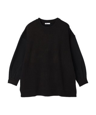 CRAFT STANDARD BOUTIQUE 片畔ニットドッキングチュニック Black