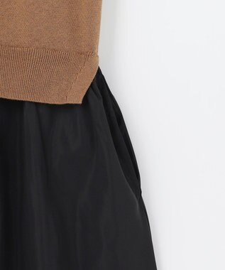 自由区 【人気異素材コンビの最新作・前後着用可】タフタコンビ ワンピース ブラウン×ブラック