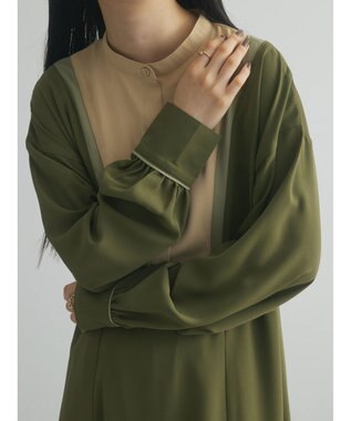 Green Parks armonia．配色パターンワンピース Khaki