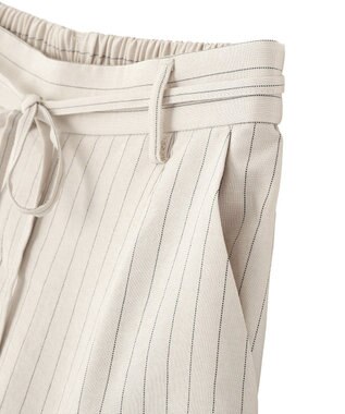 earth music&ecology 【セットアップ対応】ウエストリボンバミューダパンツ Stripe Ivory