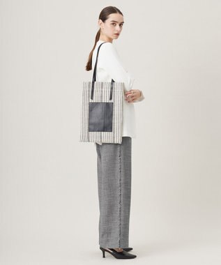 ICB スマートトートバッグ ベージュ系ストライプ