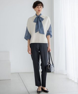 23区 【洗える】コットンリリー モックネックニットベスト アイボリー系