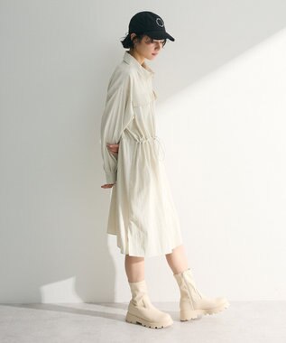 Green Parks ミディ丈ミリタリーシャツワンピース Ecru