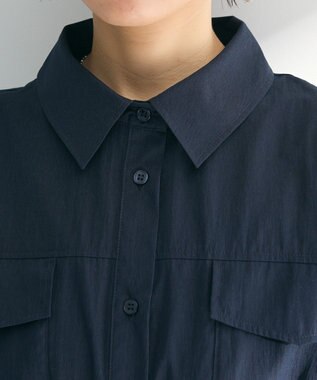 Green Parks ミディ丈ミリタリーシャツワンピース Dark Navy