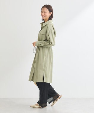 Green Parks ミディ丈ミリタリーシャツワンピース Khaki