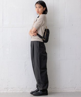 23区 【洗える】サステナブルウール 半袖 ニット ベージュ系1