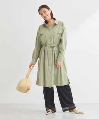 Green Parks ミディ丈ミリタリーシャツワンピース Khaki