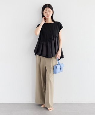 YECCA VECCA アシメペプラムカットソー Black