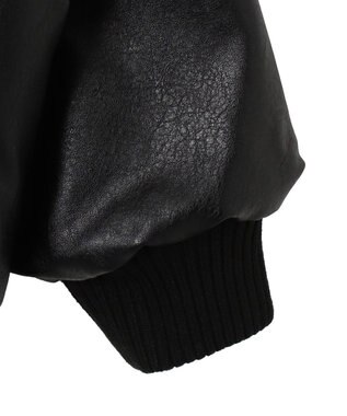 WEGO ヴィンテージライクFレザーRVブルゾン ブラック