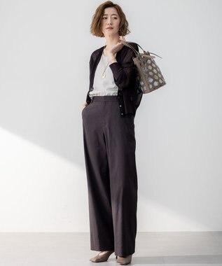 23区 【洗える】シャイニーシアー ドルマンスリーブ カーディガン ダークブラウン系