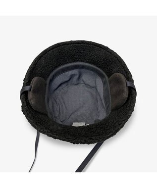 林八百吉商店 un chapeau 耳付きボアバケット ブラック