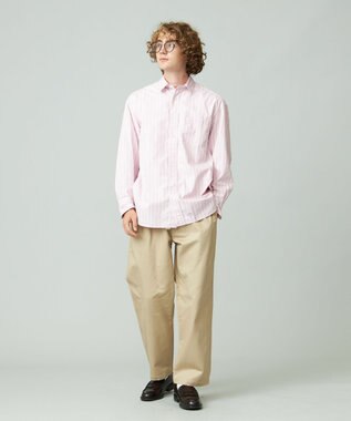 J.PRESS YORK STREET 【UNISEX】タイプライターストライプ シャツ ピンク系1