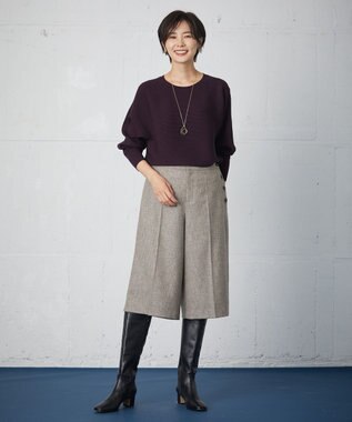 J.PRESS LADIES シャンブレーツイル キュロット パンツ ブラウン系