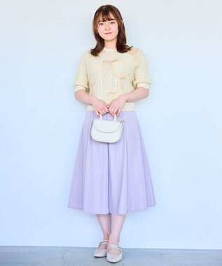 Feroux 【セットアップ対応・洗える】タフタフレア スカート ピンク系