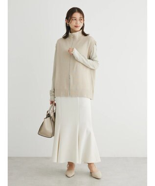 Green Parks ＺＩＰ付きリブニットベスト Beige