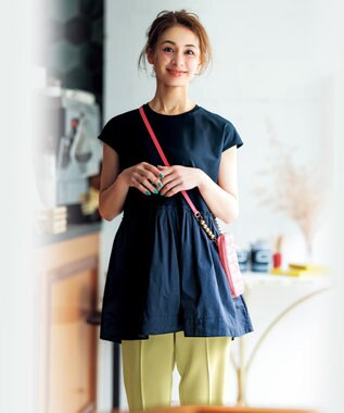 UNFILO 【ストレッチ/洗える】出会えるパンツ テーパード ライトイエロー系