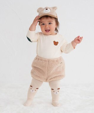 MIKI HOUSE HOT BISCUITS 【44-52cm】 もこくま顔ドン ボアキャップ ベージュ