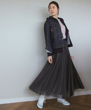 23区 【WEB限定/洗える】エアリーチュール スカート グレー系