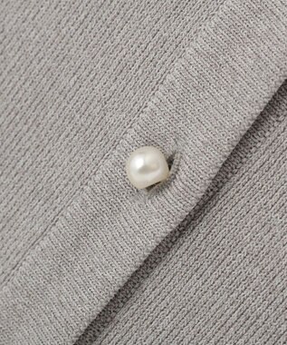 YECCA VECCA パール釦ラッフル5分袖カーディガン Gray mixture