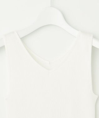 自由区 L 【洗える】リブタンクトップ アイボリー系