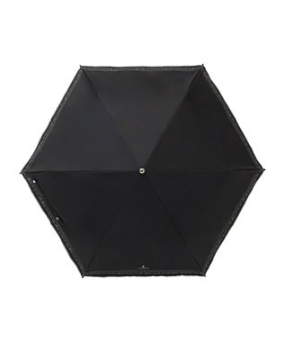 MOONBAT 【遮光率100％/遮熱/UV】LANVIN en Bleu (ランバン オン ブルー)晴雨兼用日傘 ピコレース シルバーラメ刺繍 折りたたみ傘 簡単開閉 ブラック