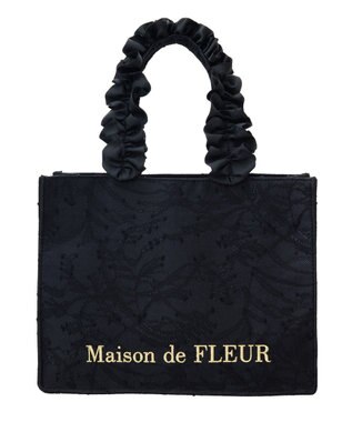 Maison de FLEUR レースフリルハンドルスクエアトートＳバッグ Black