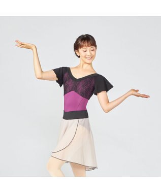 Chacott フレアスリーブレオタード ラズベリー