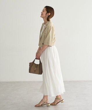 YECCA VECCA ハーフスリーブクロップドジャケット Gray Beige