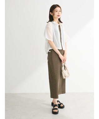 Green Parks シアー裾ドロストシャツ Off White