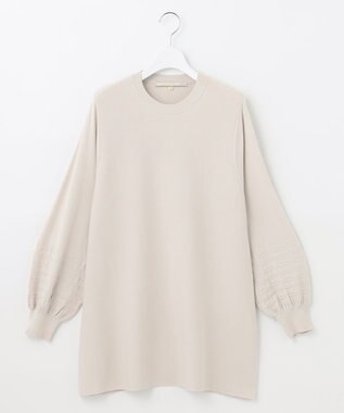 自由区 【洗える】レーヨンポリエステルスムース チュニック丈ニット ライトグレー系