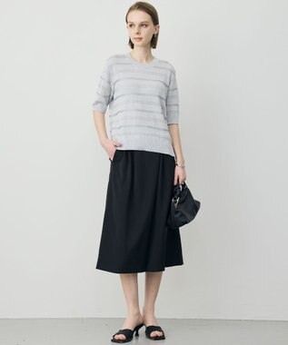 ICB L ワッシャーダルサテン ニーショーツ ブラック