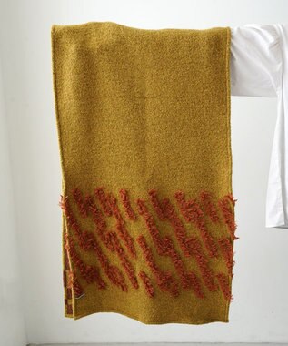 POLS ジャガード織 ウールカットジャガード　ストール イエロー