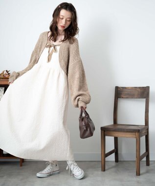 WEGO リボンニットボレロ ベージュ