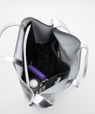 blancle メタリックレザー ガゼット2wayトートバッグ SILVER