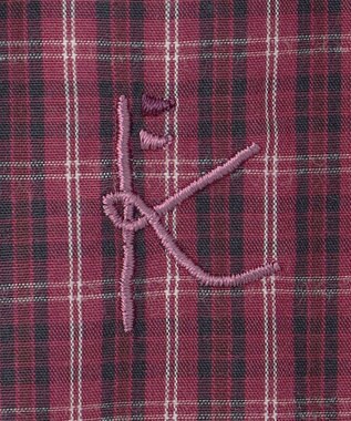 組曲 KIDS 【150-160㎝】チェックラッフル ブラウス ラズベリー系3