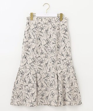 ANY SIS 【洗える】フラワーフクレジャカード スカート アイボリー×ブラック