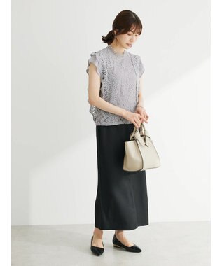 Green Parks 麻調Ｉラインスカート Black