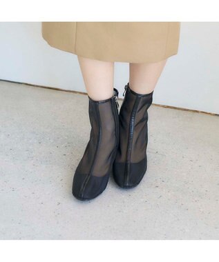 MODE ET JACOMO <noyau>ブロックヒールチュールブーツ ブラック