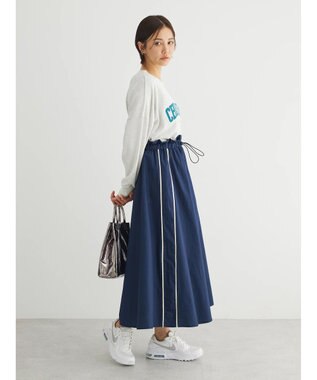 Green Parks サイドラインフレアスカート Navy