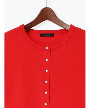 Te chichi カットソークルーネックカーディガン レッド