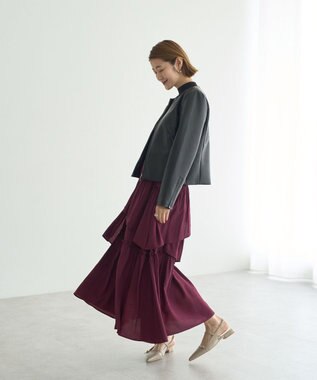 YECCA VECCA アシンメトリーラッフルスカート Wine