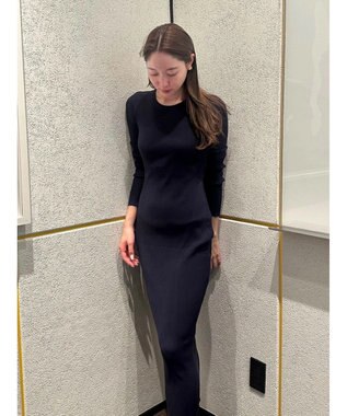 Green Parks タイトシルエットリブニットワンピース Navy
