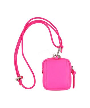 UNBILLION ペルケ perche / 蛍光レザーストラップ付き・チャームポーチショルダー ピンク