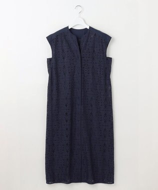 自由区 S 【洗える】フラワータイルレース ワンピース インディゴブルー