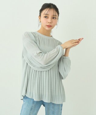 earth music&ecology マジョリカプリーツブラウス Mint