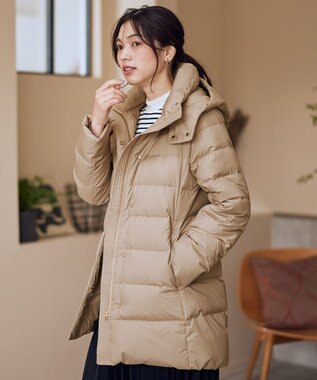 ANY L 【フード取り外し可能】楽映えリッチロング丈ダウン ベージュ